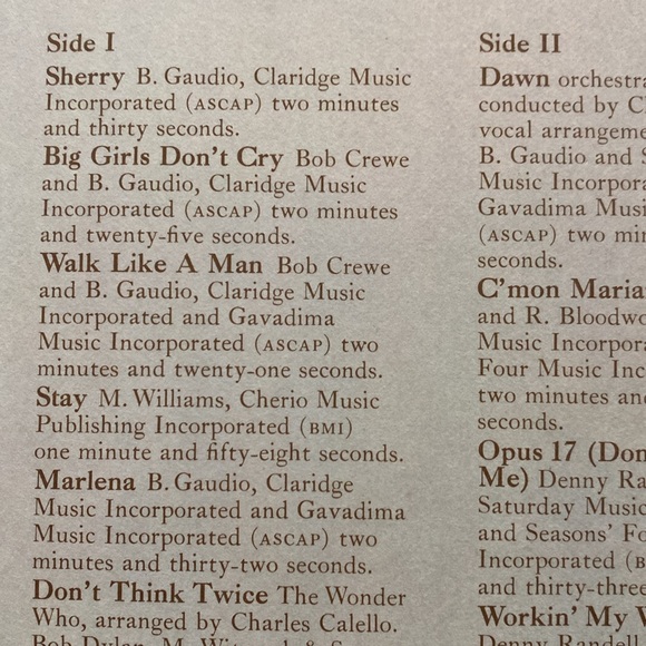 1975 The Four Seasons Frankie Valli Two Record Greatest Hits Vinyl Record Album - Picture 5 of 16